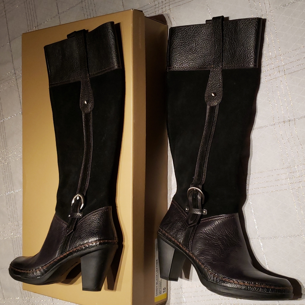 Naturalizer N5 New DANDY Knee High Comfort Fashion Suede & Leather Boot BLACK 10 - Picture 7 of 16